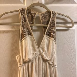 Ecote Ivory Cream and Brown Embroidered Dress